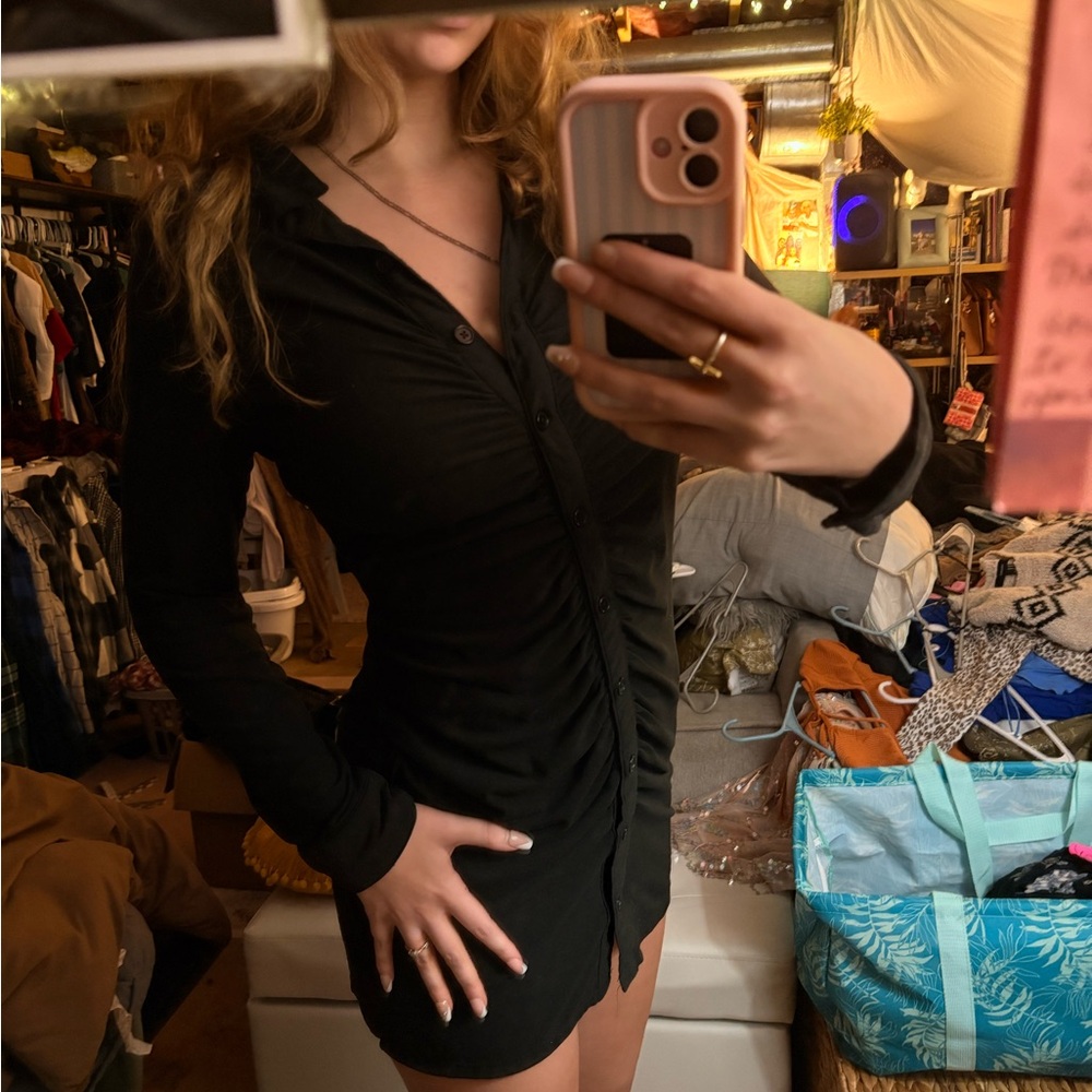 Black Button-Up Dress